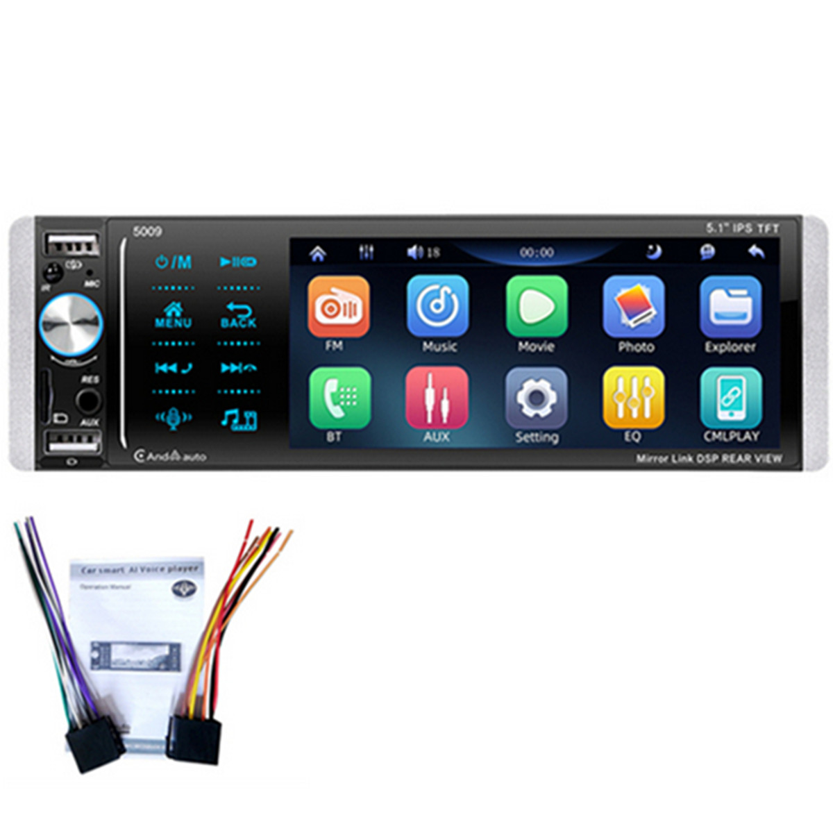 Touch Screen MP5 Player Car Radio Bluetooth Mirror Link Smart AI Voice Assistant