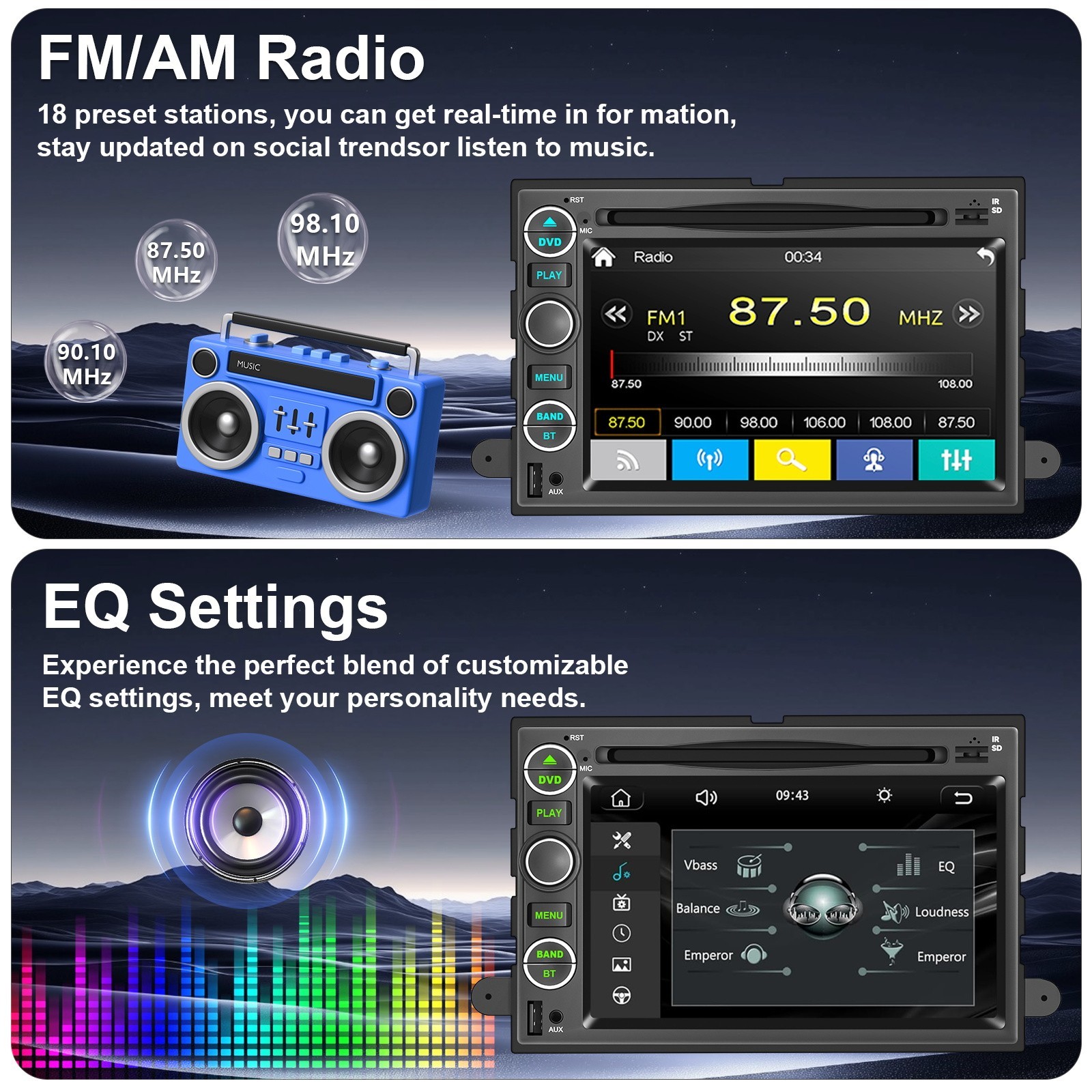 For 2004-2008 Ford F150/F250 Edge Car 7” DVD CD Player Radio Stereo Carplay GPS