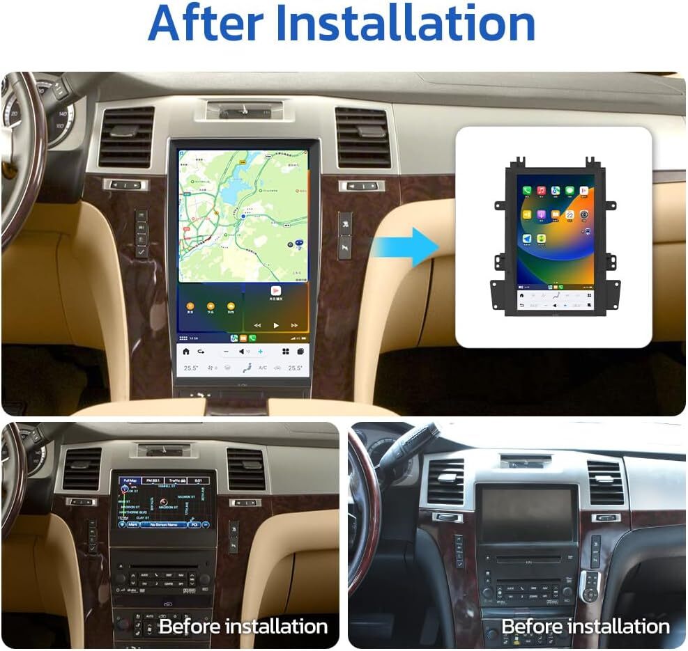 64GB 13.6″ Screen DVD Player GPS Navi Stereo Smart Radio For Cadillac Escalade