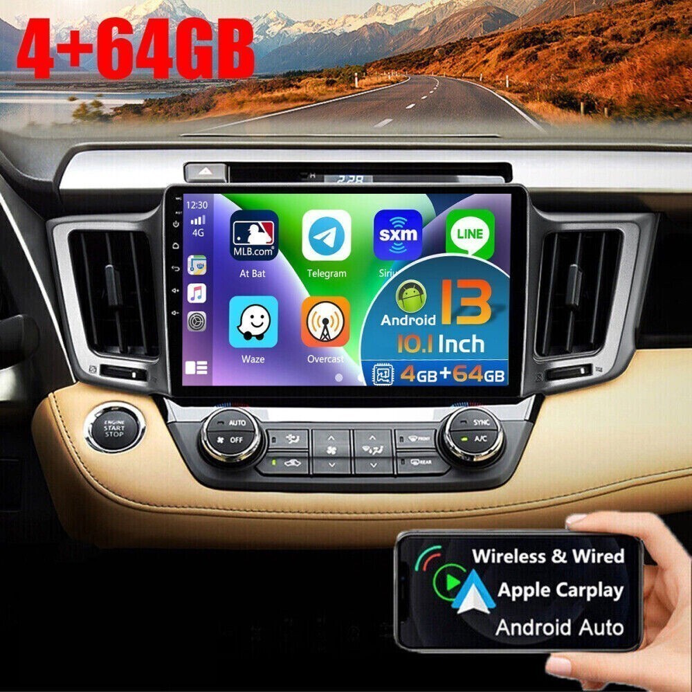 Car Radio Stereo Carplay For 2013-2018 Toyota RAV4 4+64G 10in Quad Core Player