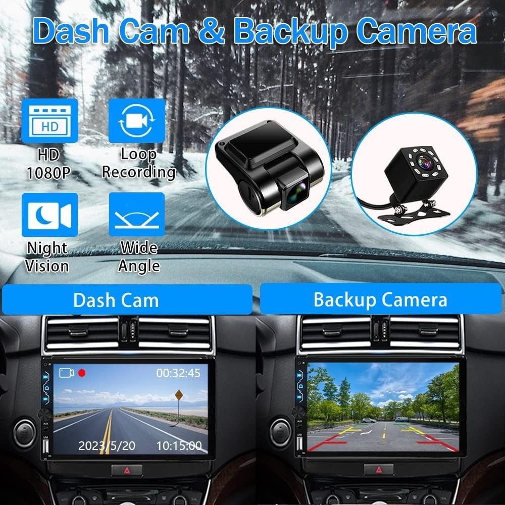 Advanced 7″ Car Audio Receiver with Backup Camera & Bluetooth 5.1 Connectivity