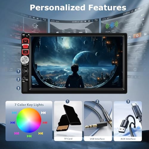 7-Inch Double Din Touch Screen Car Stereo with Bluetooth, FM Radio, Mirror Link