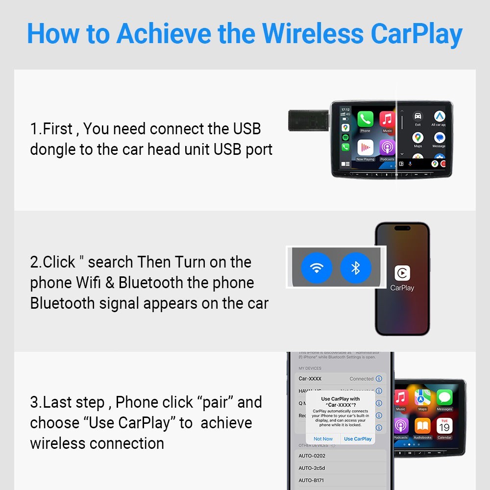 Wireless CarPlay Adapter For iPhone Apple Wireless Carplay Dongle Plug Car Radio