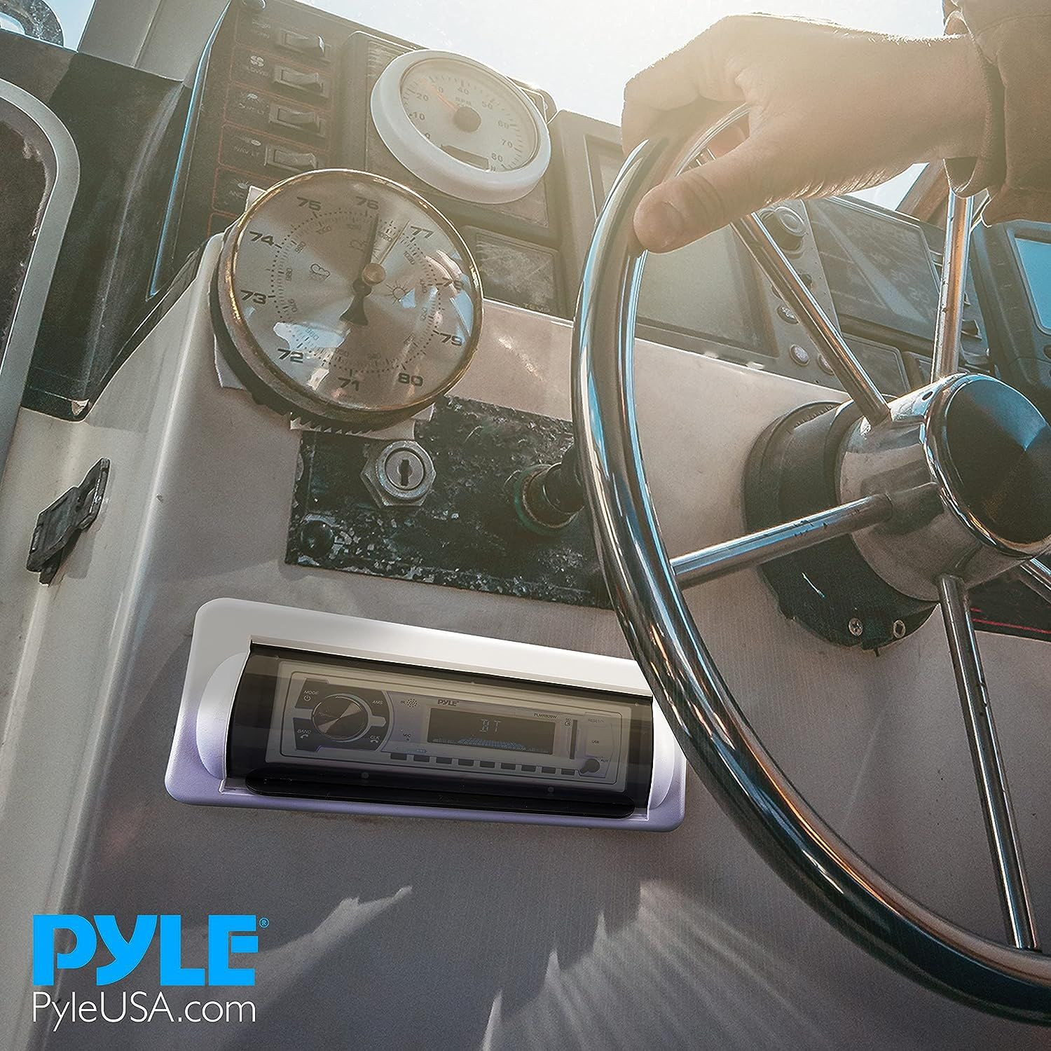 Pyle Water Resistant Marine Stereo Cover – Smoke Colored Heavy Duty White