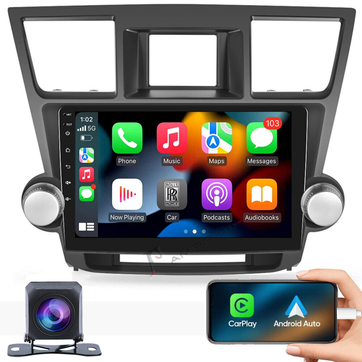 1280*800HD IPS Screen Carplay For Toyota Highlander 2008-2013 Radio Stereo GPS