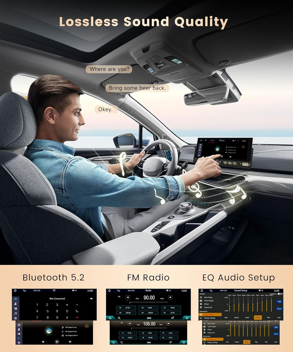 Single DIN Car Stereowireless Carplay Android Auto, 6.86-Inch Touch Screen Car R
