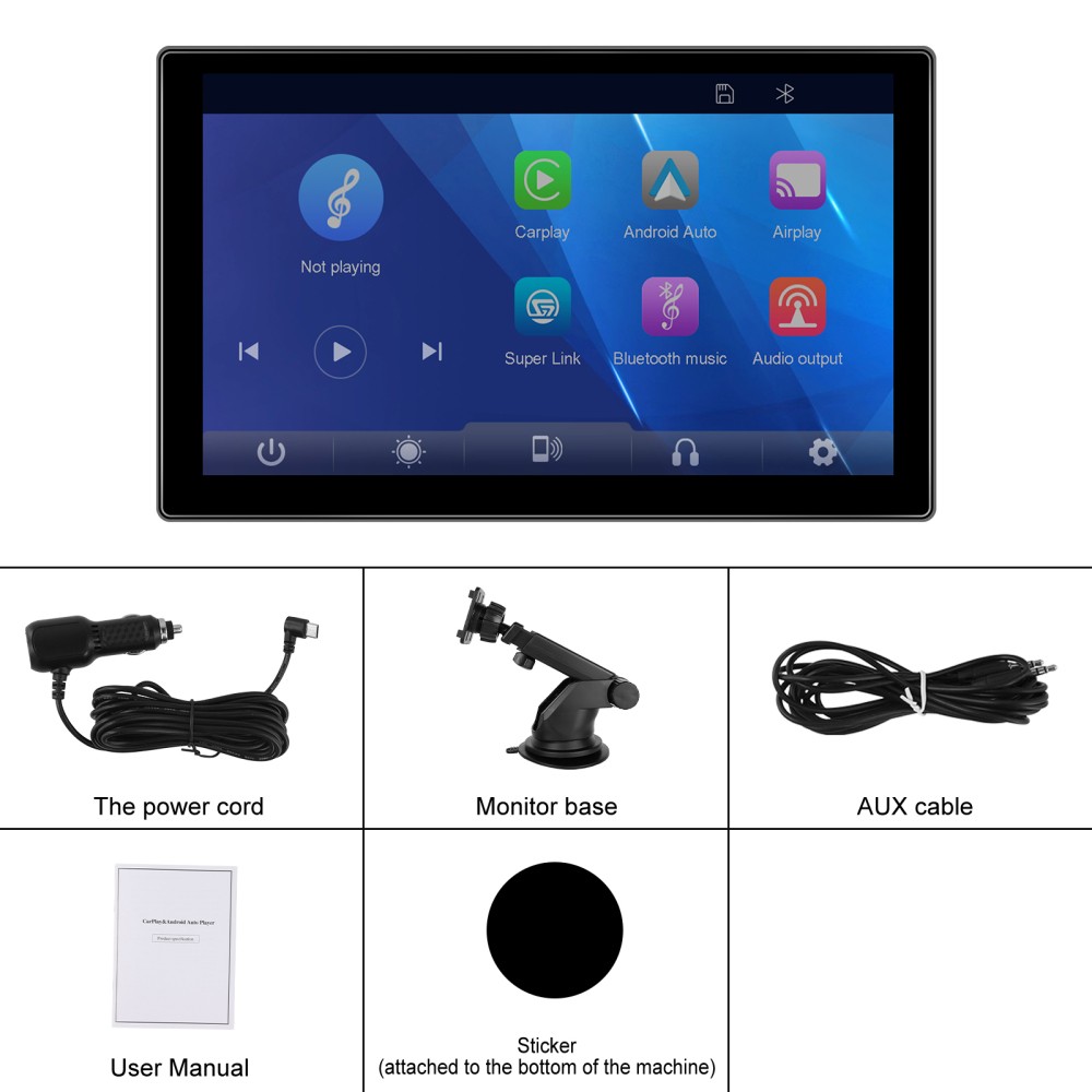 9″Portable Car Stereo Radio Wireless Apple Carplay/Android Auto Touch Screen GPS