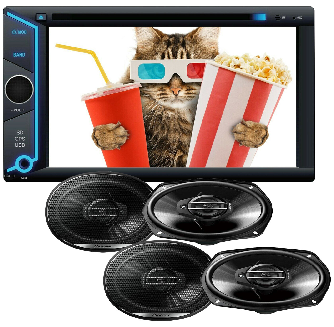 4x 400W Pioneer 6×9 Speakers +200W 6.2″ DVD CD Mirror Link Android Receiver