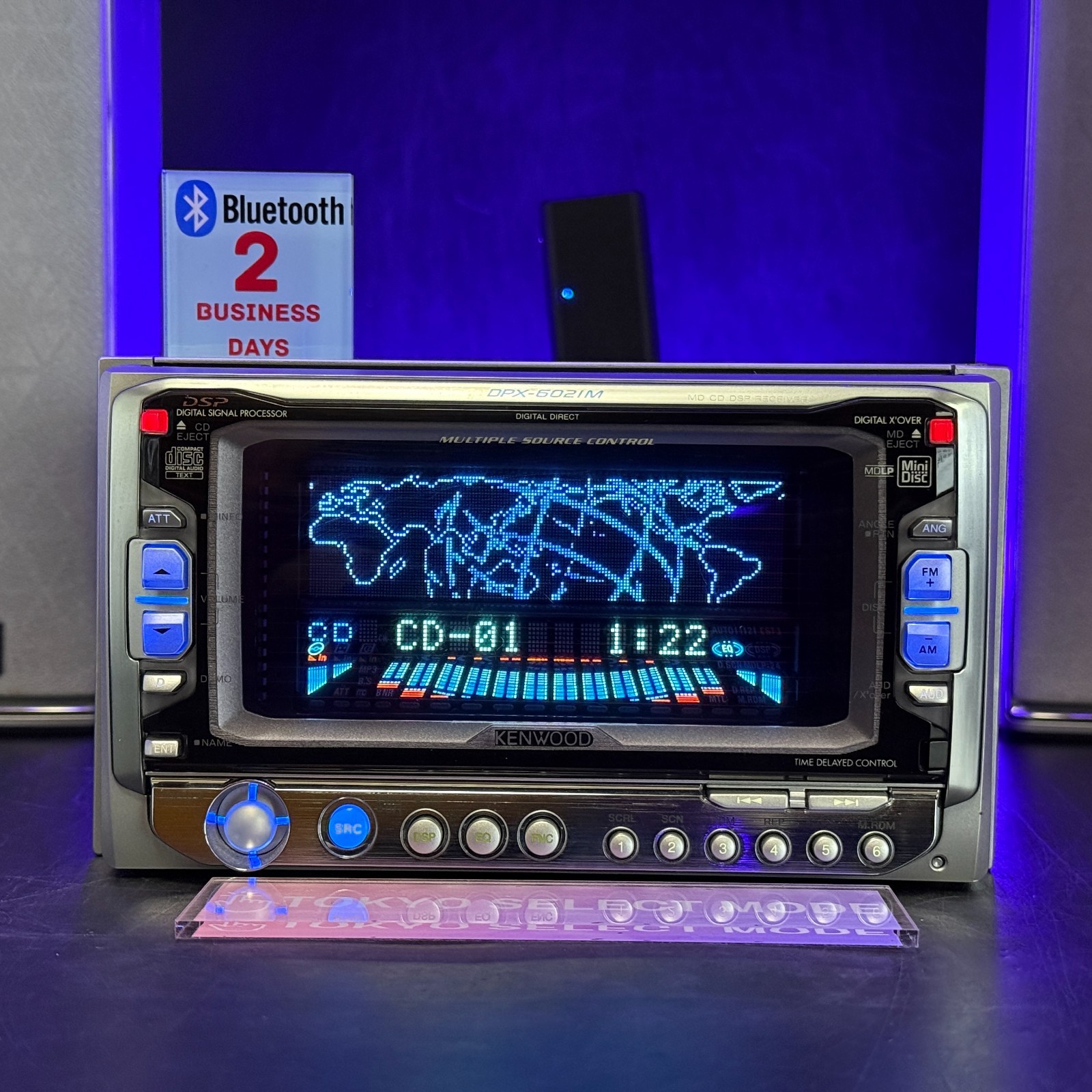 Kenwood DPX-6021M 2DIN Car Audio CD MD Player Added Bluetooth Dolphin Display