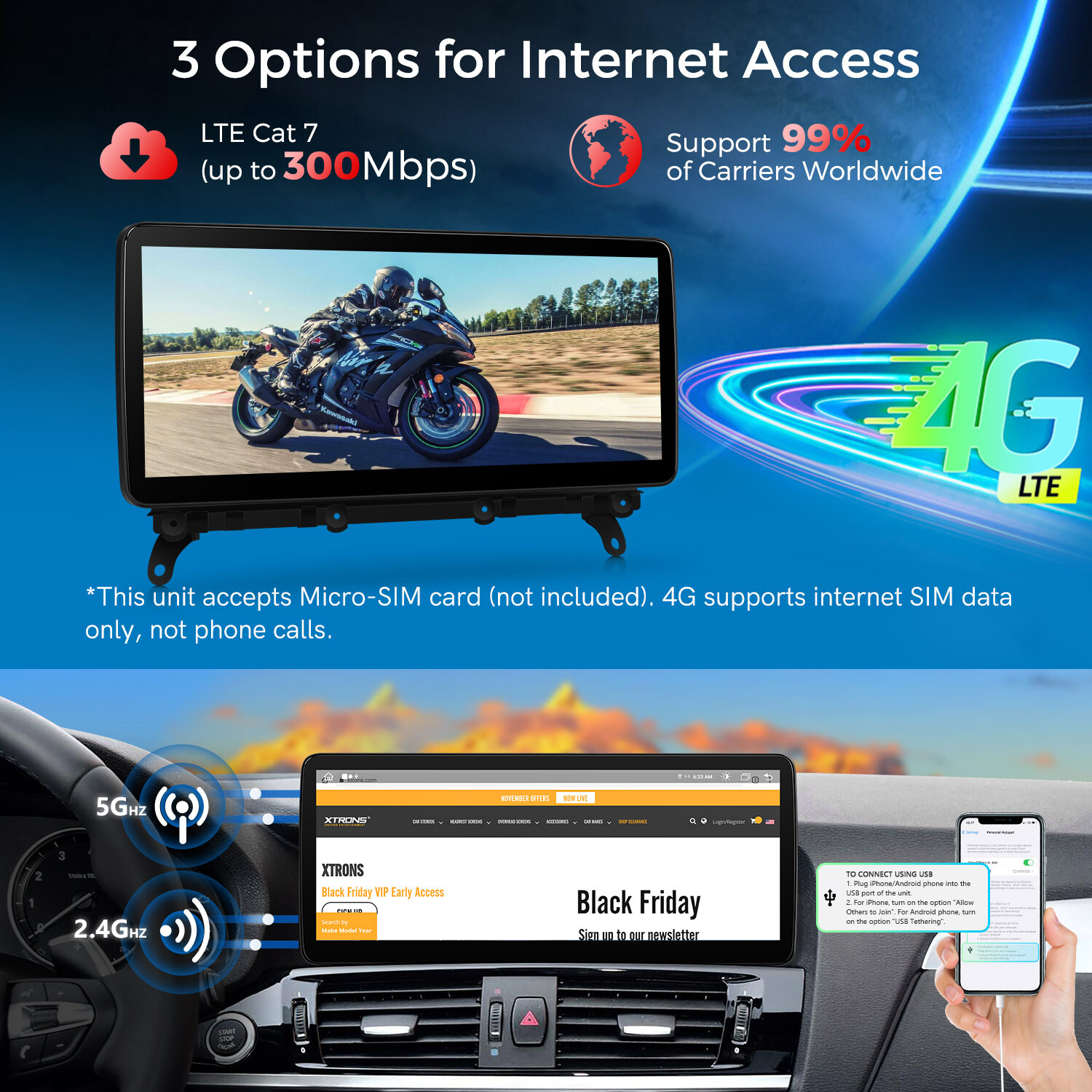 8-Core Android 14 4+64GB Car Play Stereo GPS Navi WIFI For BMW X3 F25 X4 F26 EVO