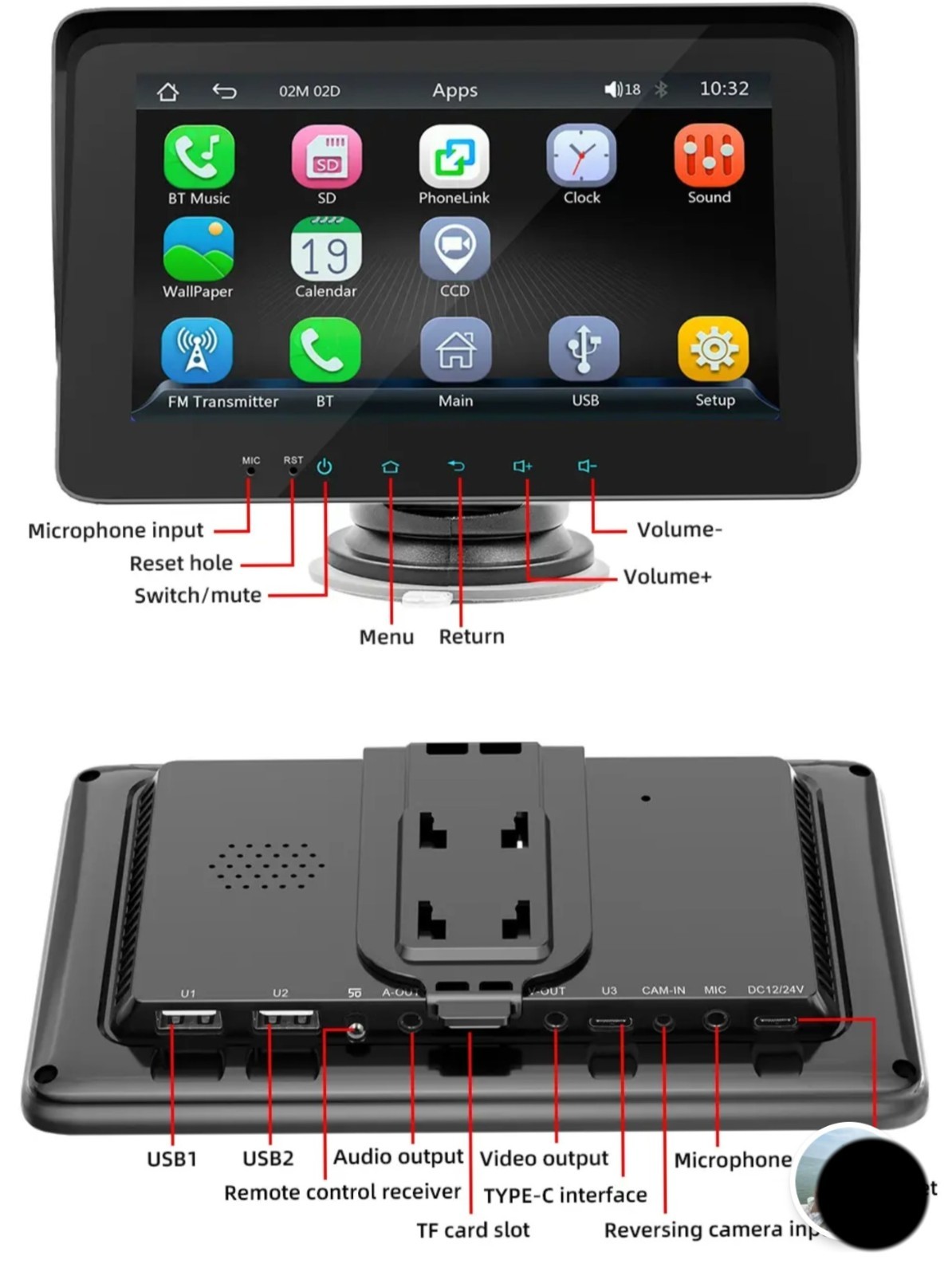 Portable Car Player MirrorLink Carplay Android Auto Box