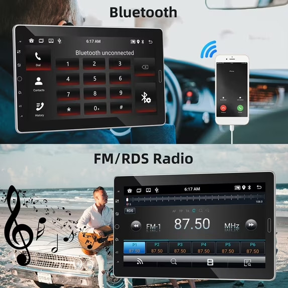 10.1″ Single Din Car Stereo Android Radio Touchscreen CarPlay Android Auto GPS