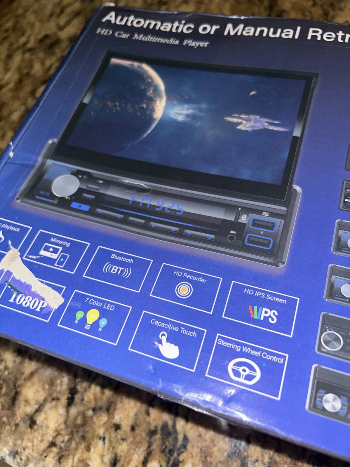 HD Car Multimedia System Retractable 7” Car Touch Screen