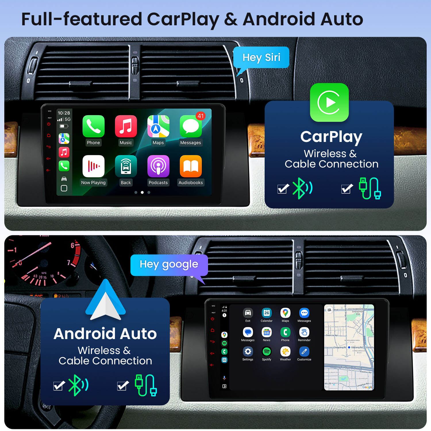 9″ IPS Screen Android 14 8-Core 4+64GB Car Radio Stereo GPS Navi for BMW X5 E53