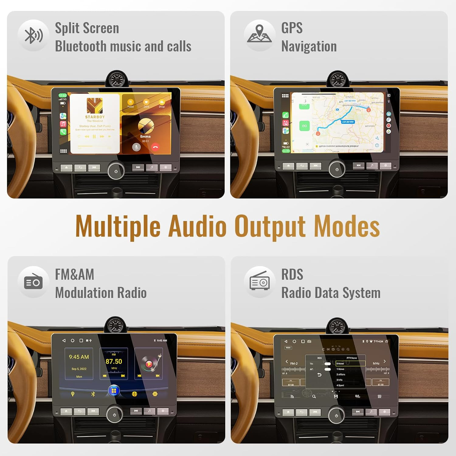 10.1″ Single Din Android Car Stereo with 360° Rotatable Touch Screen – Android 1