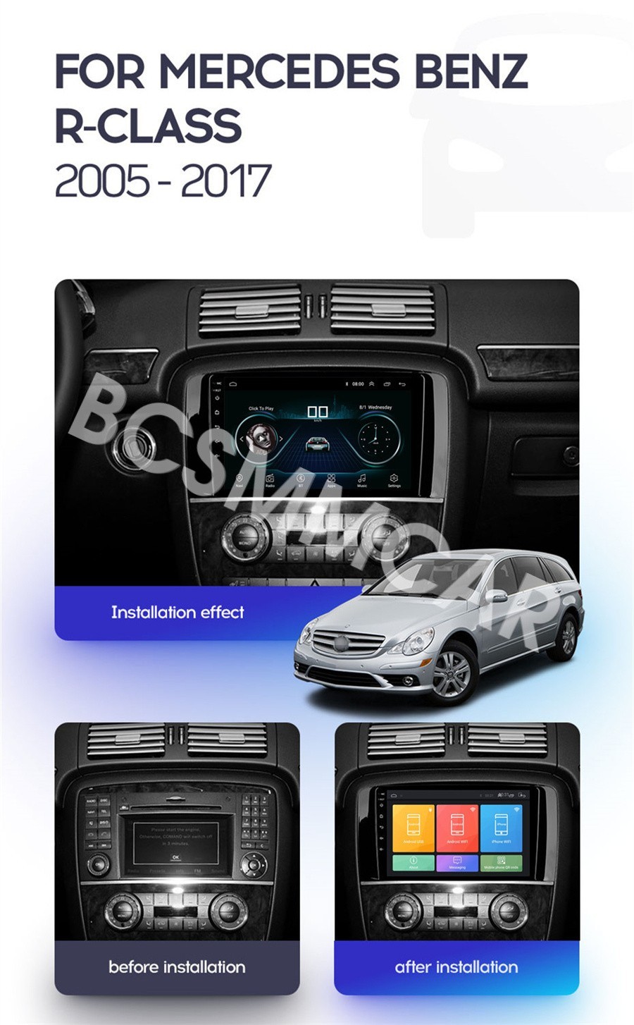 Single Din 9″ Touch Screen Car Stereo Bluetooth Radio Unit Android 13 Carplay