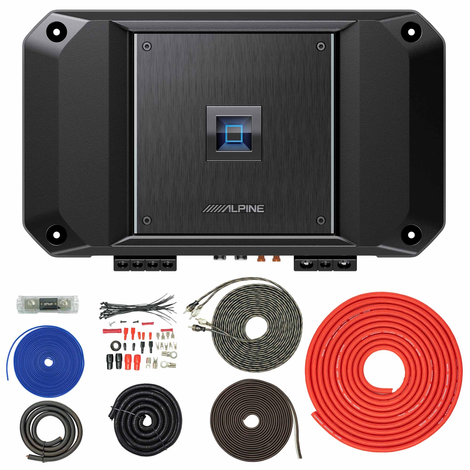 Alpine R2-A75M 750W R Series Mono Subwoofer Amplifier + SoundBox TCK4 Wiring Kit
