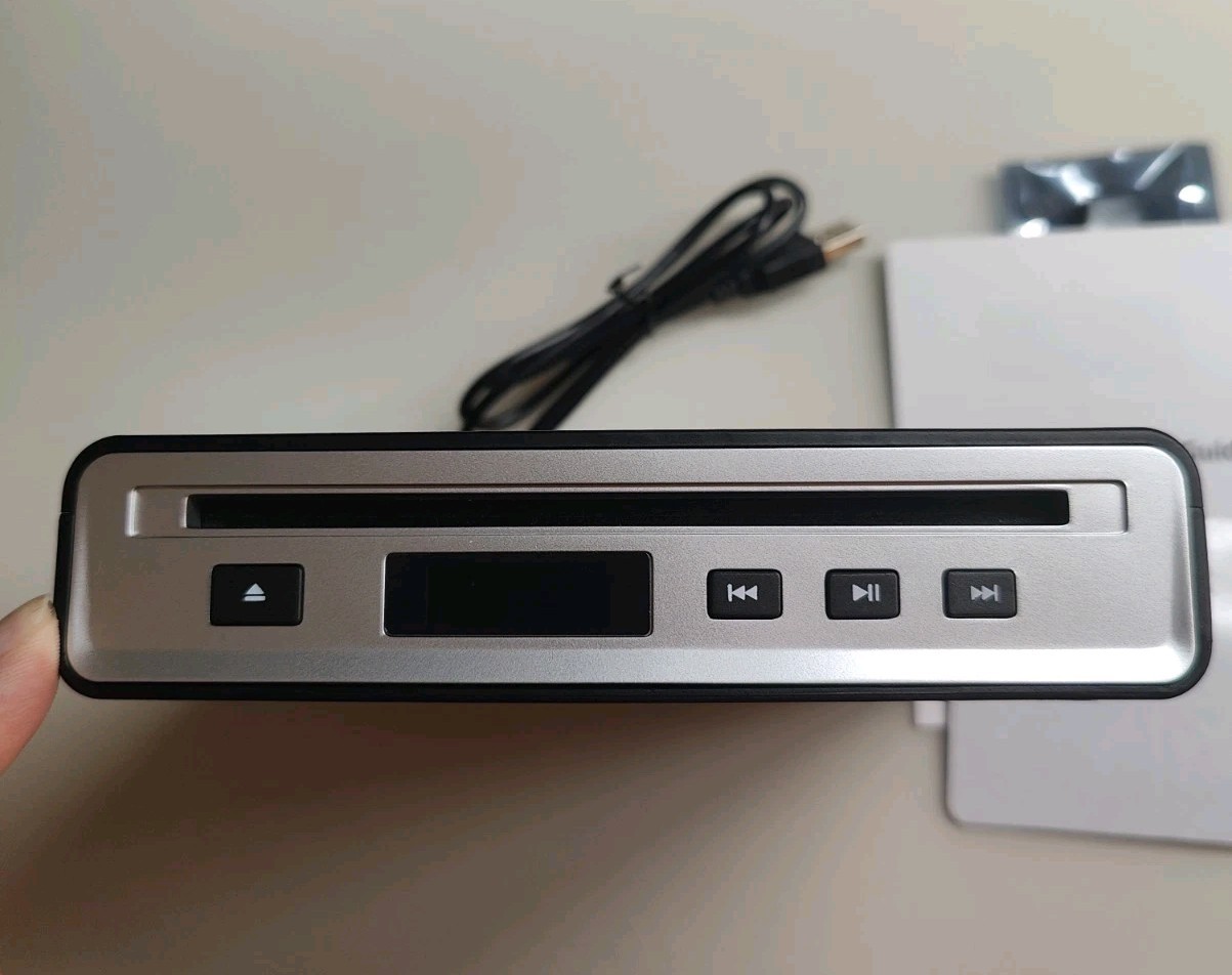 Portable External Car CD Player, Anti-Shock Plug and Play CD Adapter with USB &