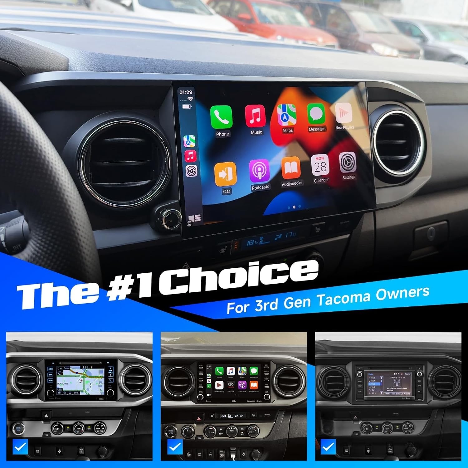11.6″ QLED Display Car Radio for Toyota Tacoma 2016-2023 WiFi GPS Plug and Play