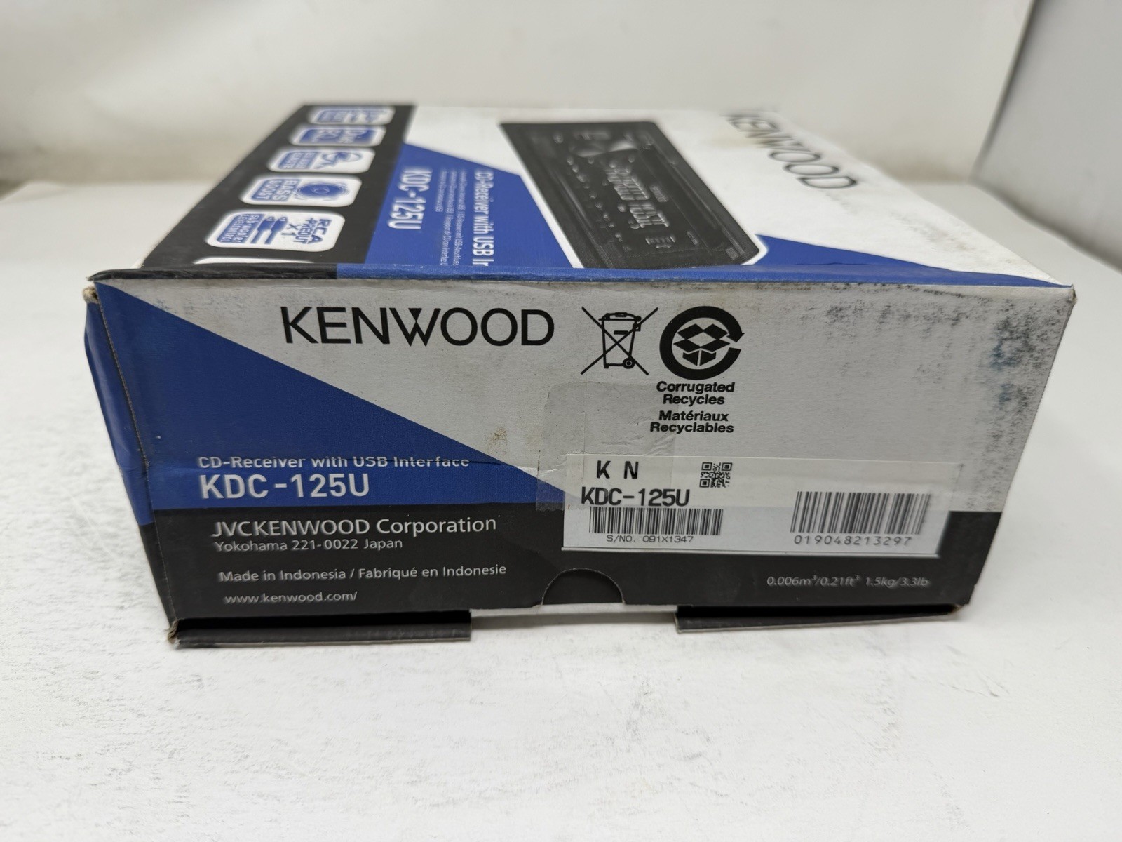 Kenwood KDC-125U CD-Receiver with Detachable Faceplate USB Bluetooth brand new