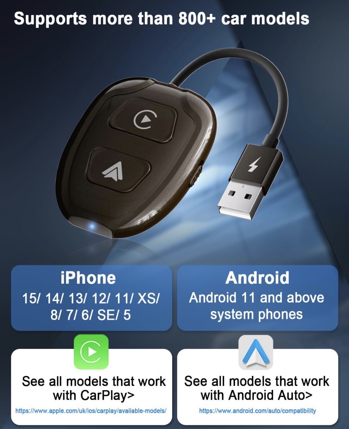 2 In 1 Mini Wireless 🛜 CarPlay/android Auto Adapter