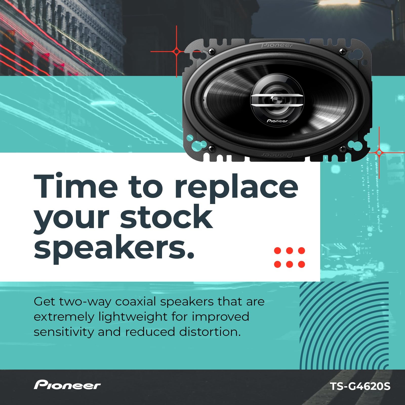 G-Series TS-G4620S 4” x 6” 2-Way Speakers (Pair) – 210W Max, Balanced Sound +…