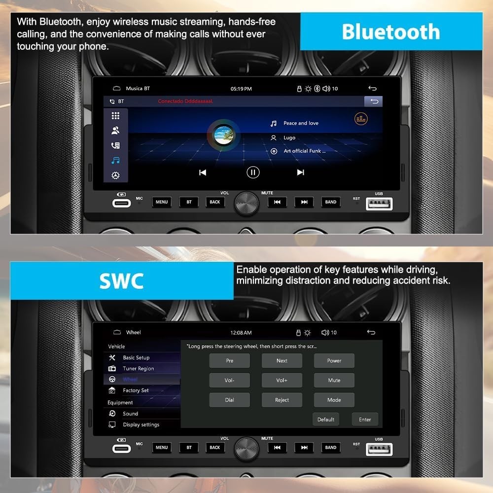 Single Din Car Stereo, 6.86 Inch CarPlay & Android Auto HD IPS Touchscreen Ra…