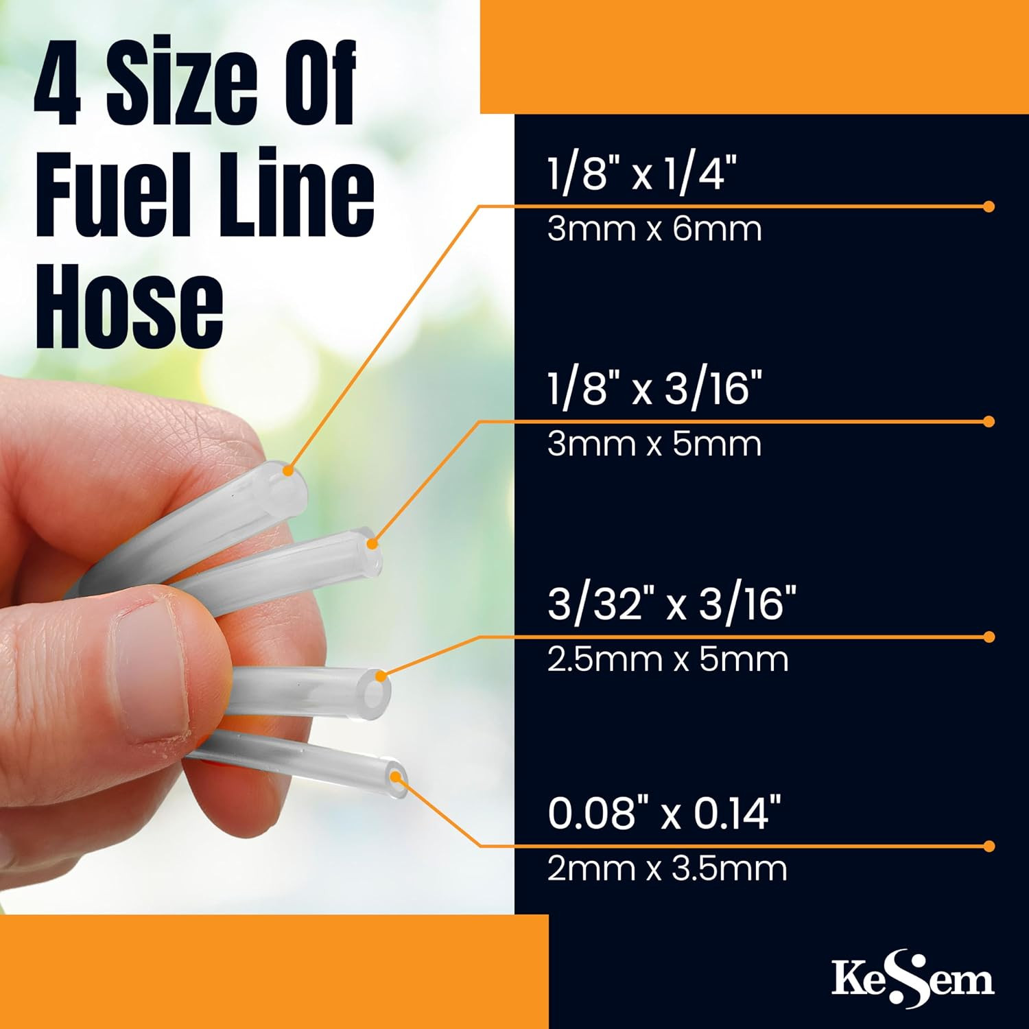 4 Sizes Assoreted Fuel Line Hose Replacement Tubing for Two Stroke 2 Cycle Small