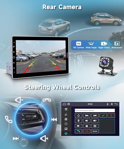Single Din Car Stereo Wireless CarPlay Android Auto, Detachable IPS 10.1 inch