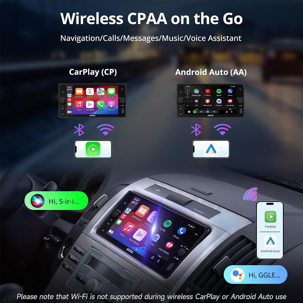 NEW ATOTO F7WE 7in 2DIN Car Stereo Wireless CarPlay & Android Auto,Bluetooth