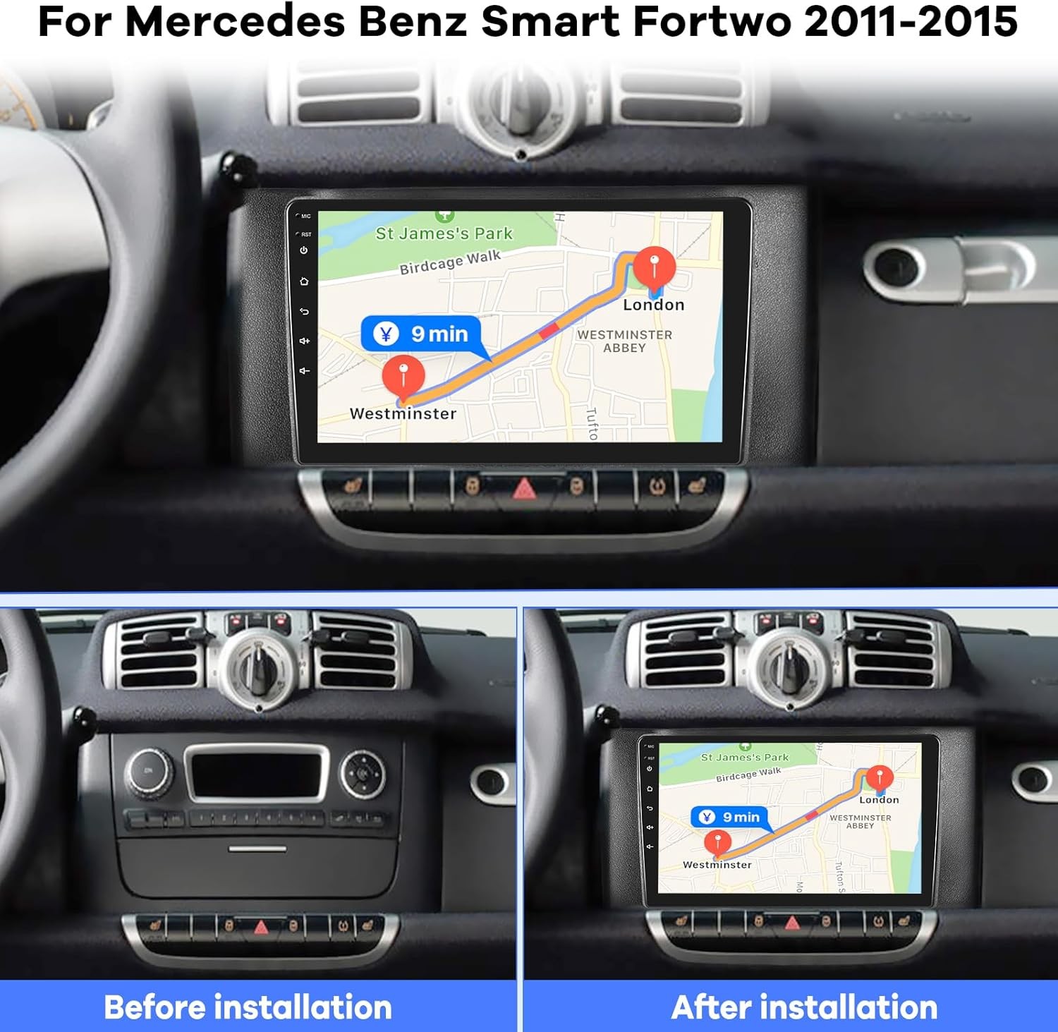 [2G+32G] Car Radio for Mercedes Benz Smart Fortwo 2011-2015, 9 inch Android…