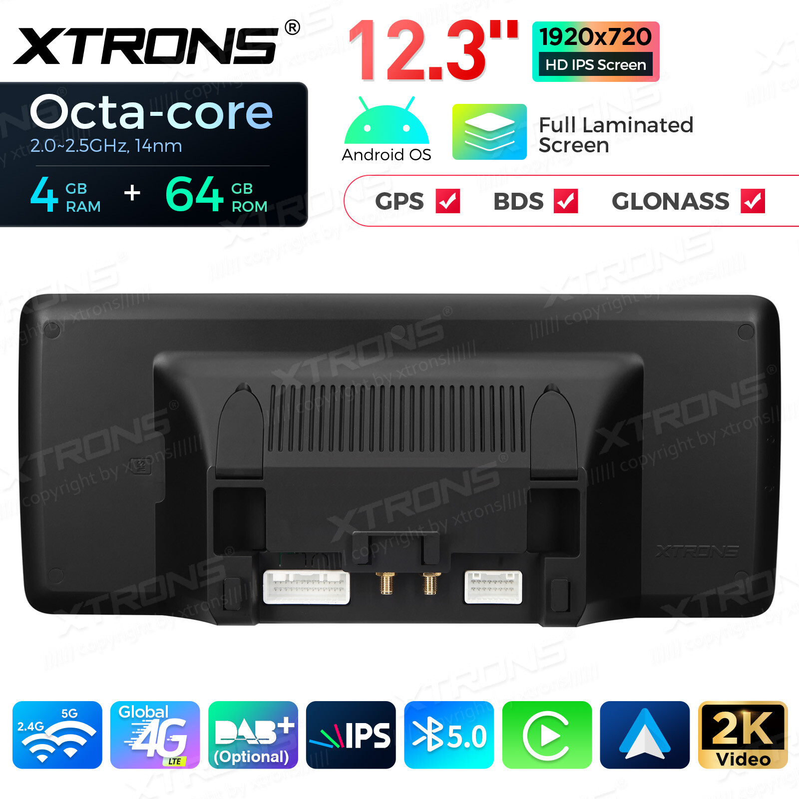 Car GPS Stereo for Audi Q5 2009-2017 Wireless CarPlay Android Auto 12.3 Inch 64G