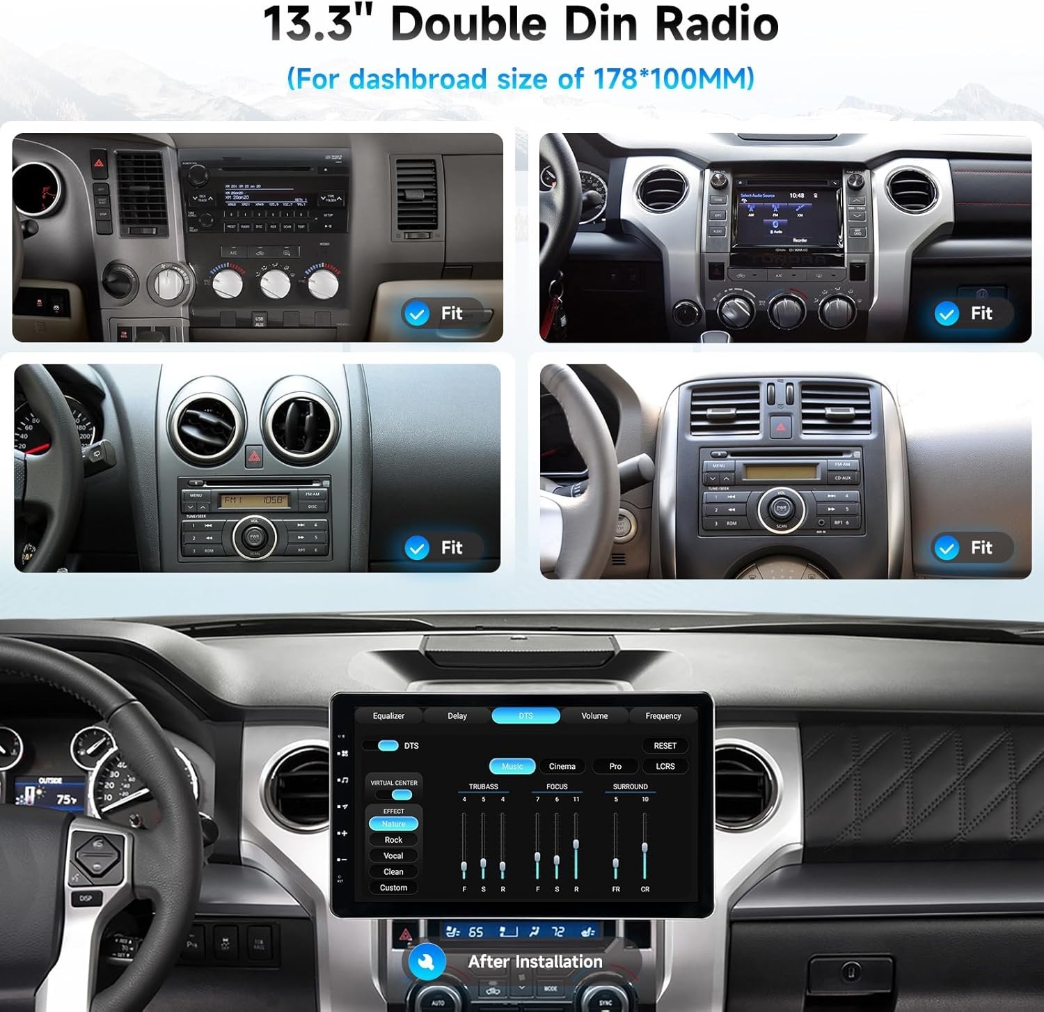 Dasaita Android 13 Universal Stereo 13.3″ Double Din Radio GPS BT5.0 DTS CarPlay