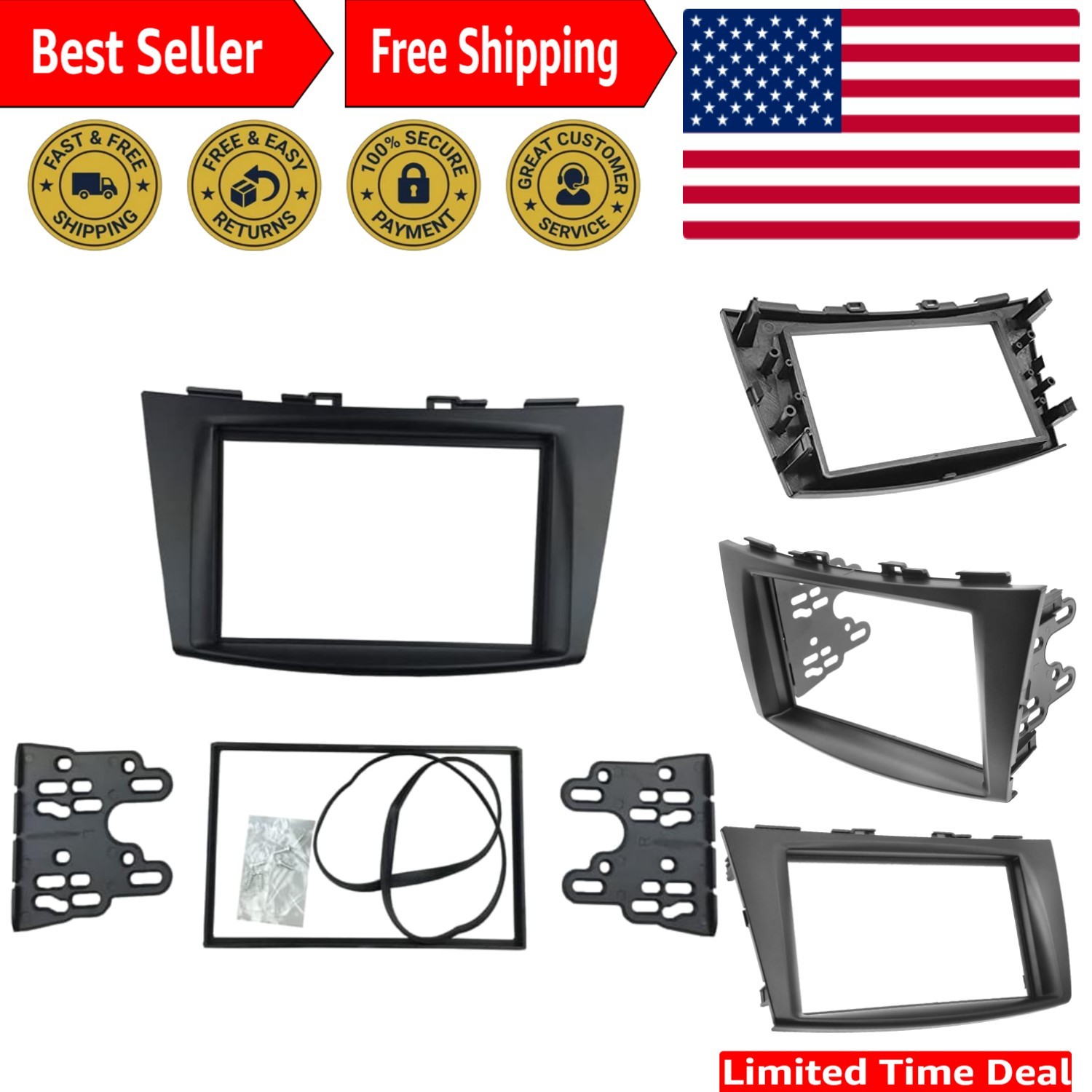 Easy Install 2 Din Fascia Trim for Suzuki Swift 2011-2016 | ABS Plastic Quality
