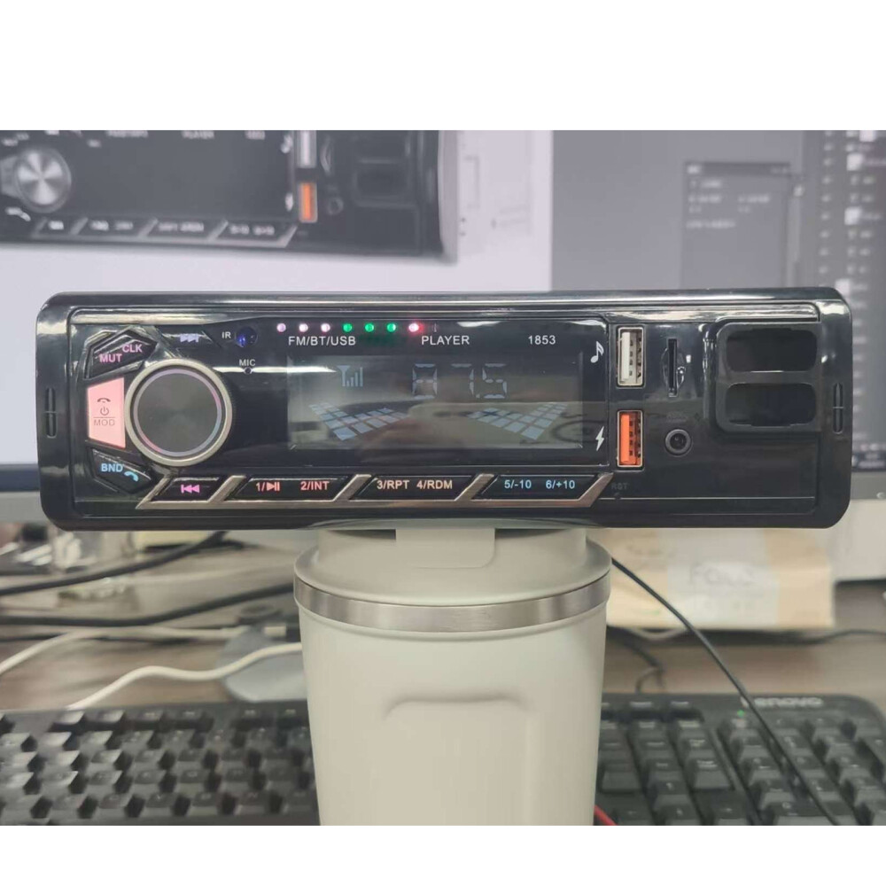 Single 1DIN Car Radio Stereo In-dash FM/USB/AUX/TF Bluetooth Audio +Phone Holder