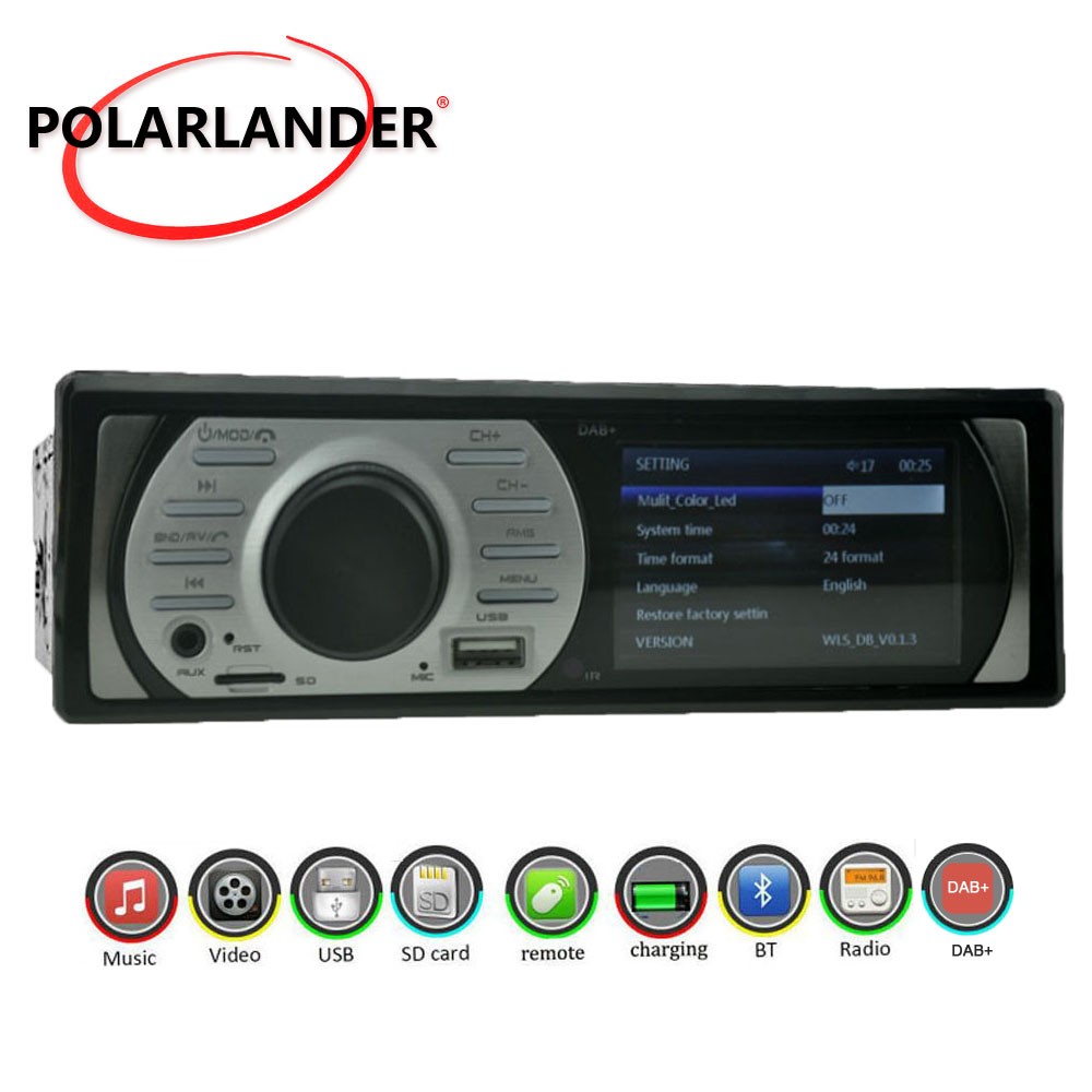 Universal FM Car Stereo Bluetooth 1 Din 3 In TF DAB+ USB MP5 AUX 4×45W