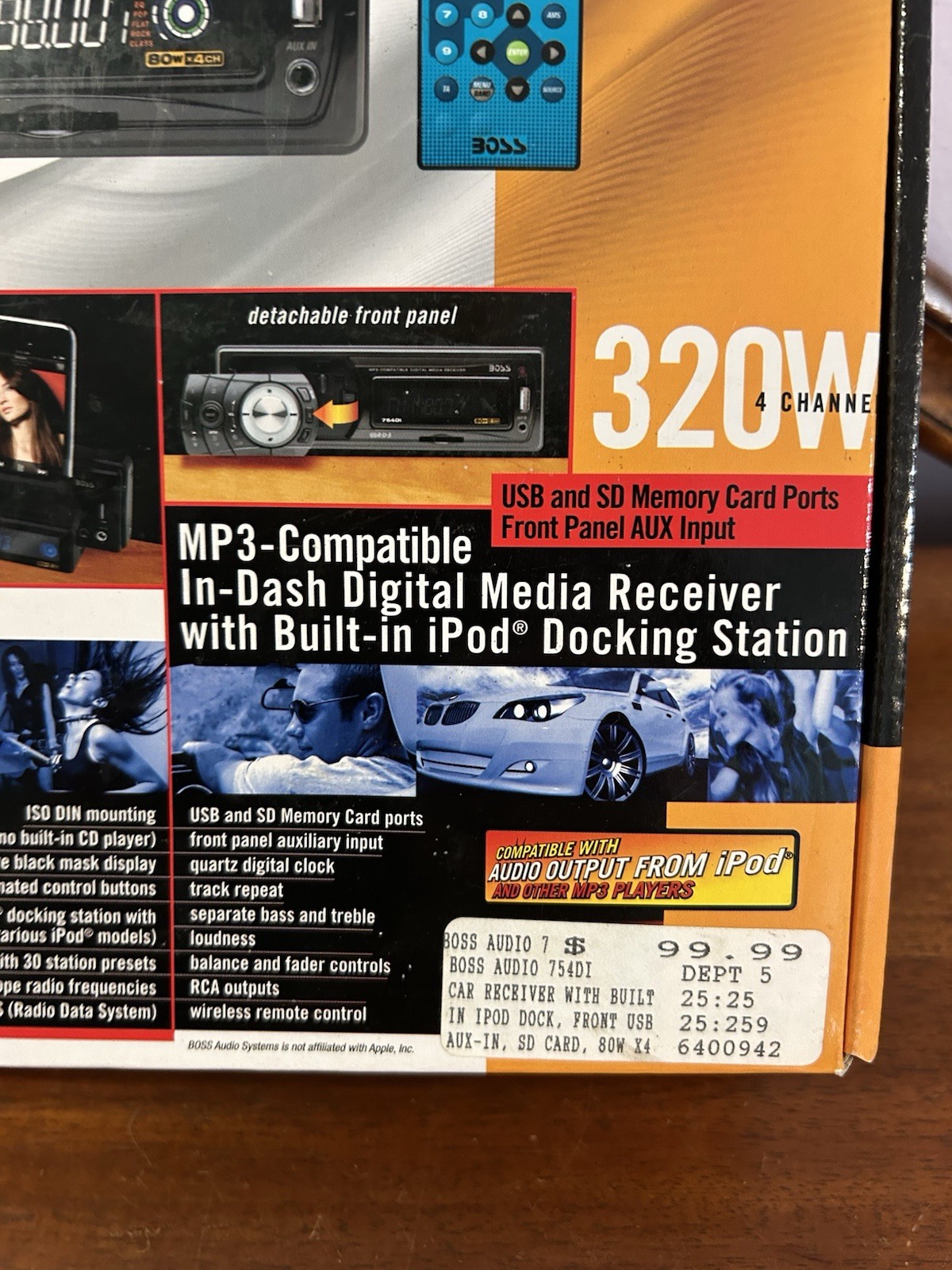 NEW – Boss 320watt 80x 4 Channel am / fm MP3 Player 754DI Factory Sealed