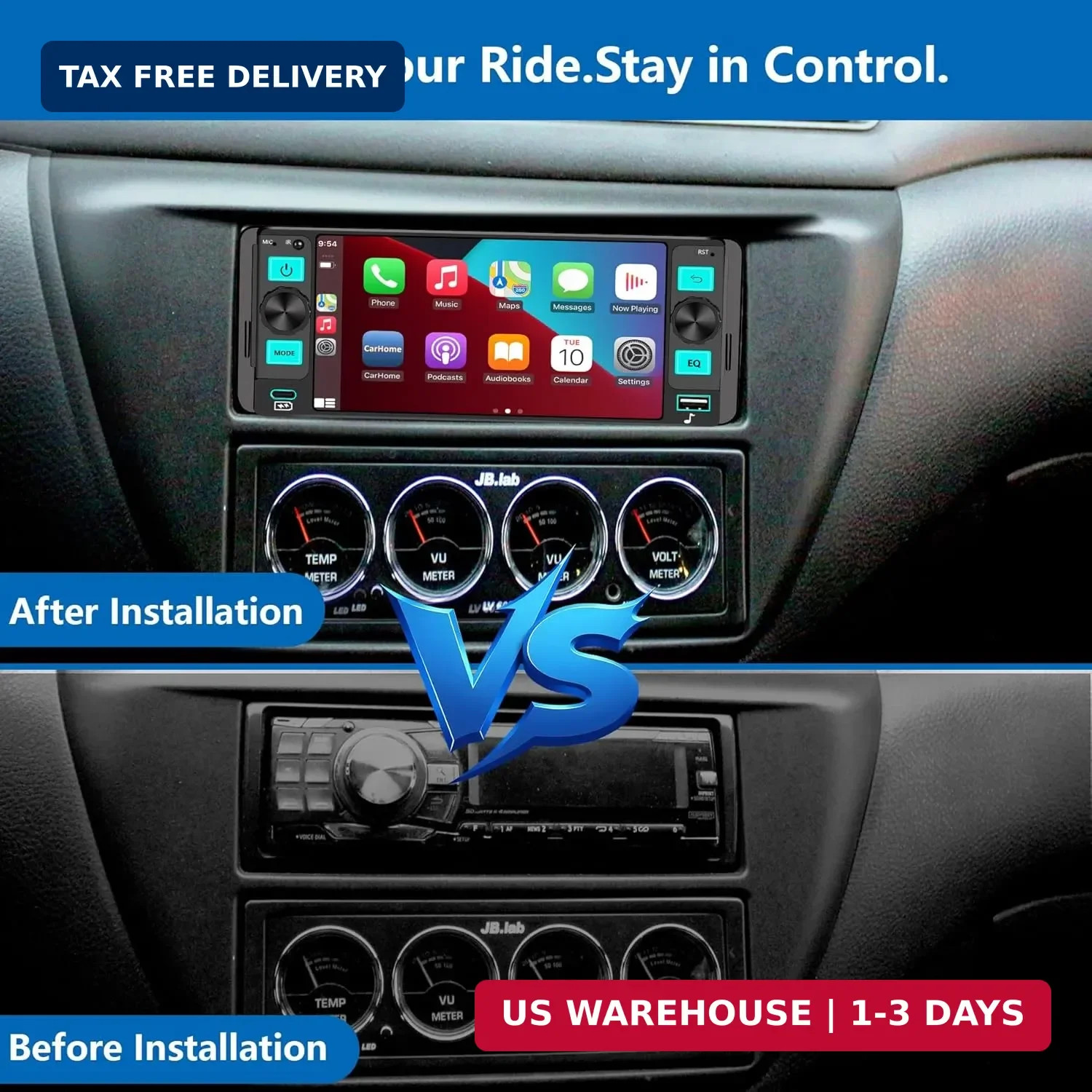 Car Stereo – Dual Knob Touchscreen Radio with Wireless CarPlay bluetooth