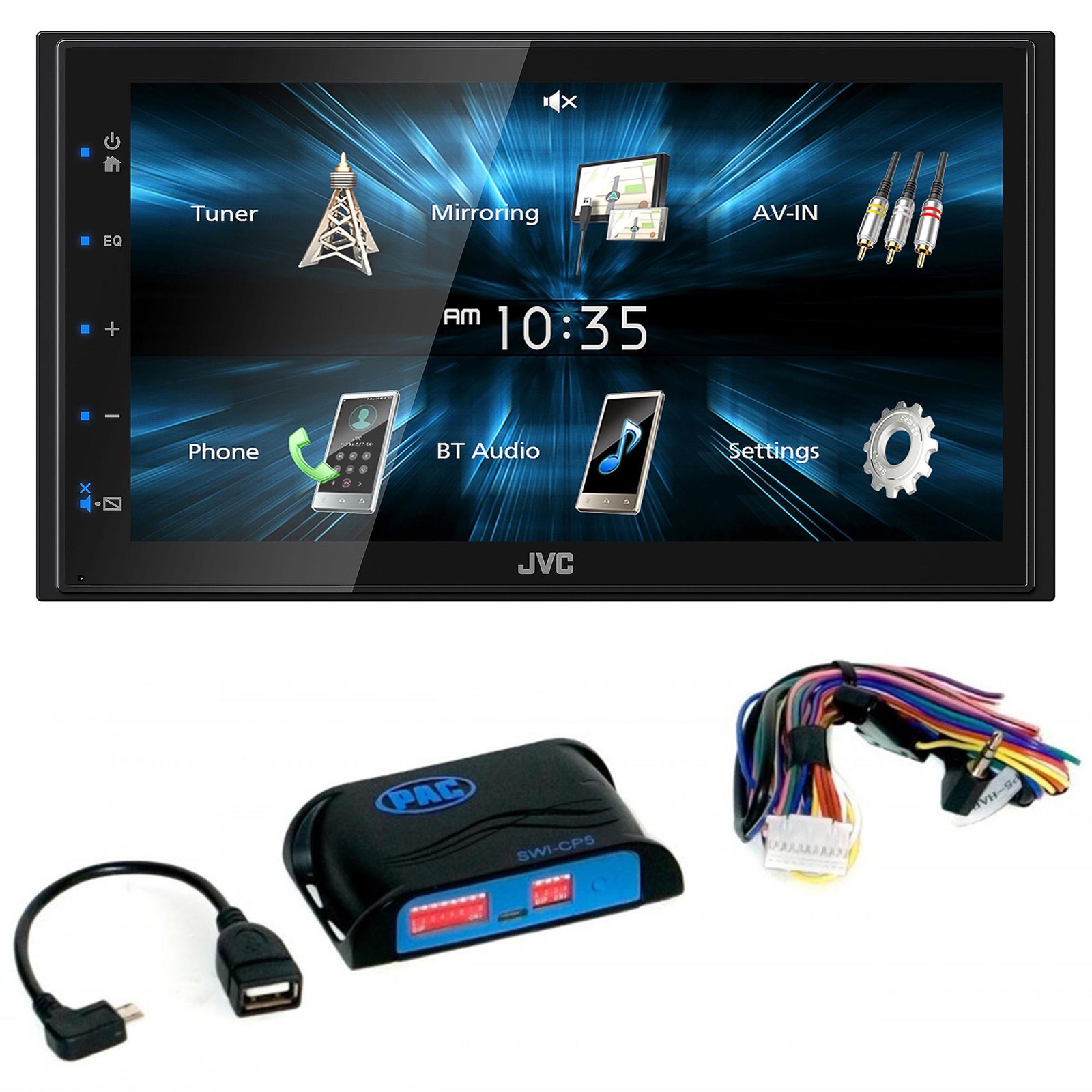 JVC KW-M150BT 6.8″ Digital Media Receiver with PAC SWI-CP5 Wheel Interface