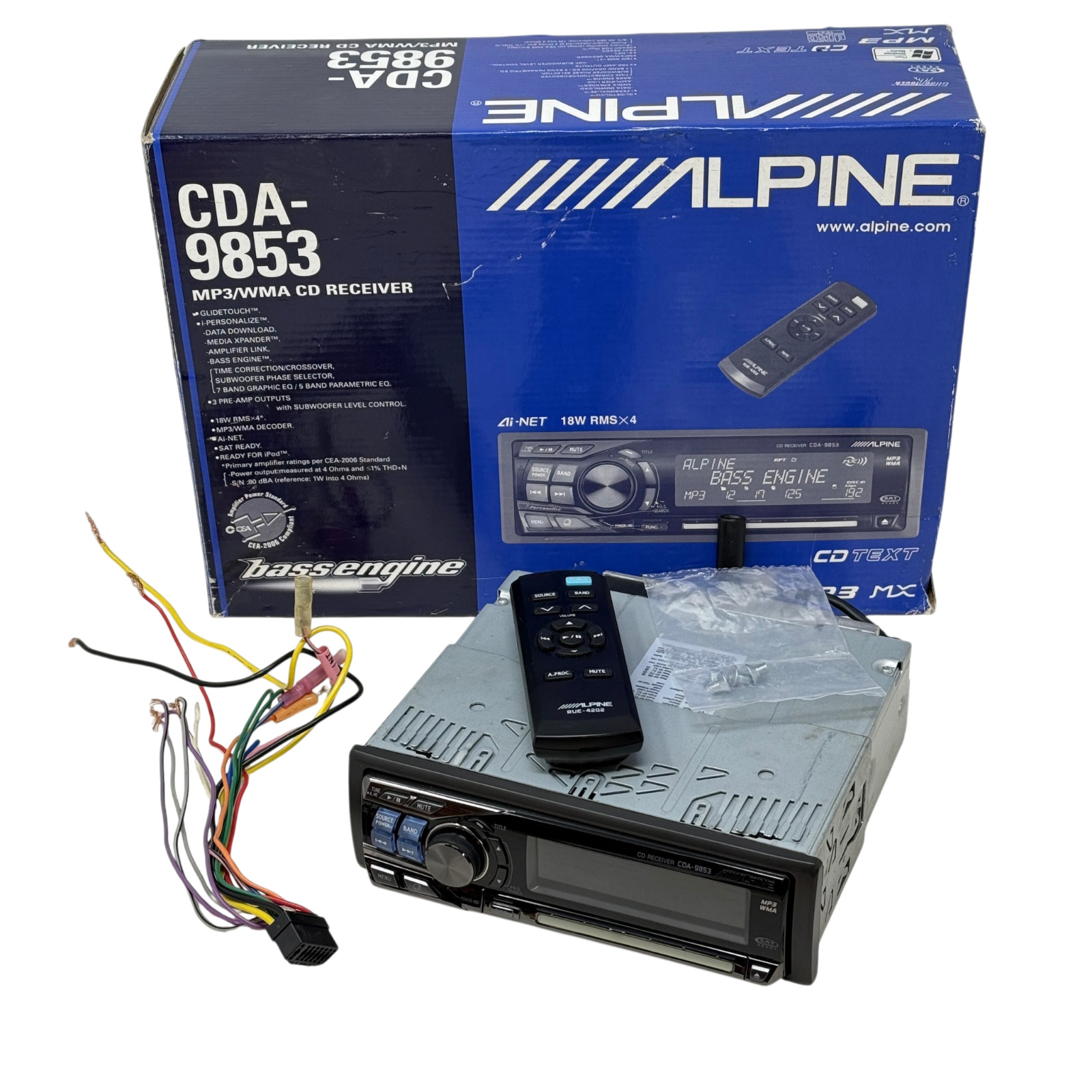 Old School Alpine CDA-9853 MP3/WMA CD Receiver With Box Super Clean