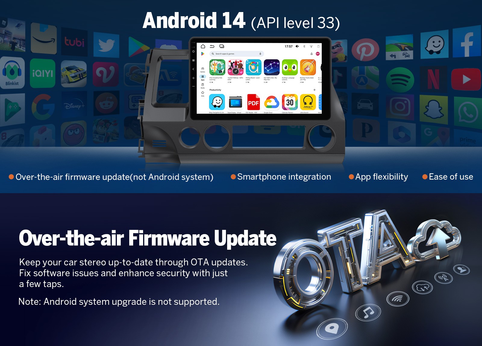 For Honda Civic 2006-2011 10.1″ Android 14 4+64 Car Stereo CarPlay Backup Camera