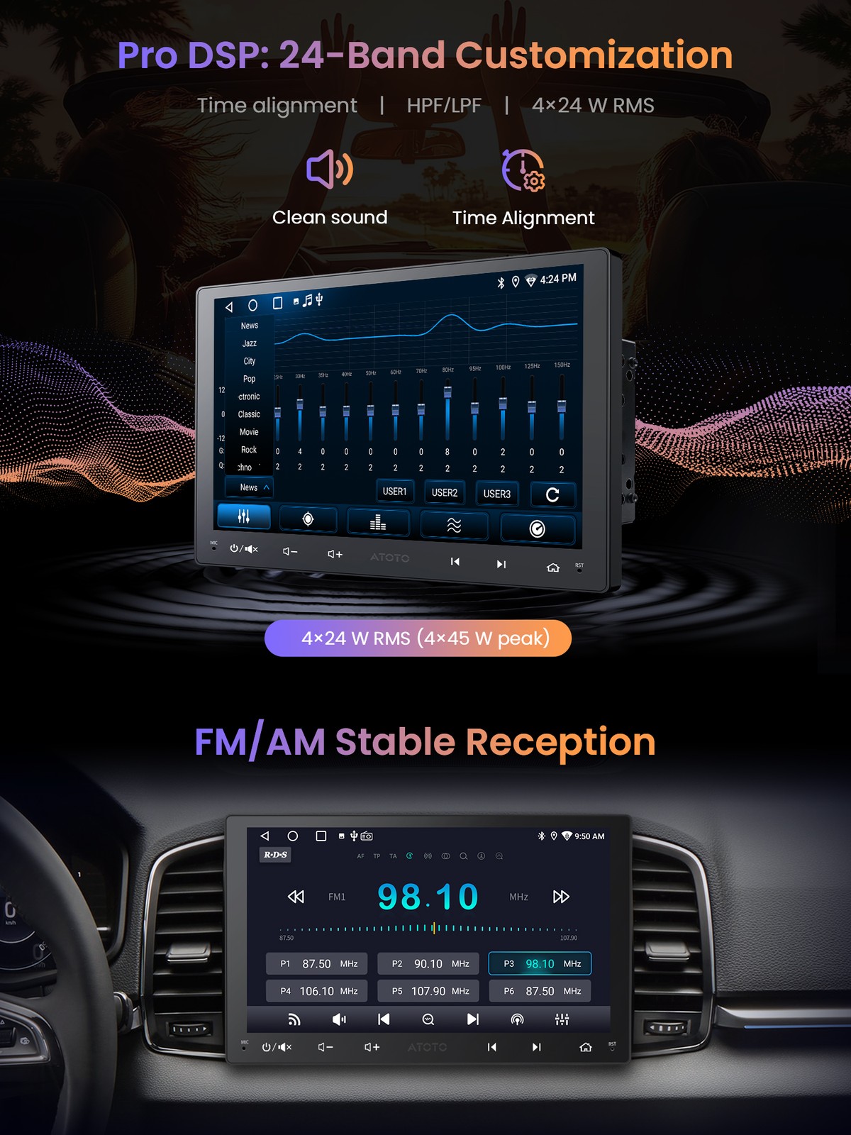 ATOTO A6 PF 9in 2DIN Car Stereo 2+32GB Wireless CarPlay & Android Auto 2BT WiFi