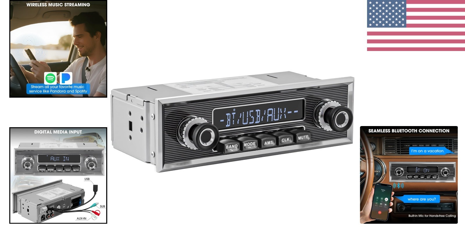 Single Din Classic Car Stereo: Vintage Retro Style Radio for Truck – Bluetoot…