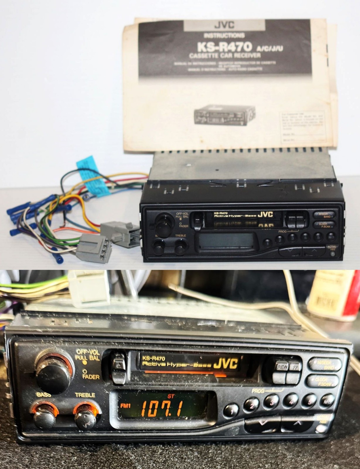 Vintage JVC Cassette Car Receiver KS-R470 Tape Deck Radio w/ Manual – TESTED!