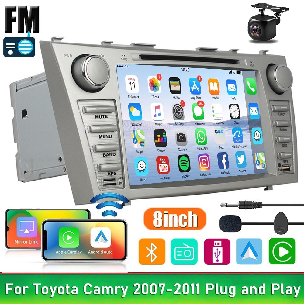 For Toyota Camry 2007 2008 2009 2010 2011 8″ Car DVD CD Stereo AM FM CarPlay GPS