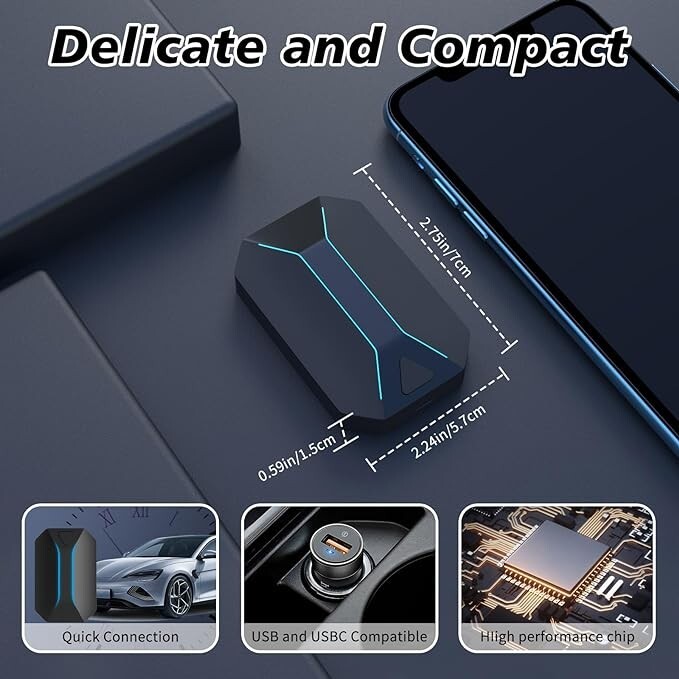 Wireless CarPlay Adapter Compatible with Cars from 2015 and iPhone iOS 10+
