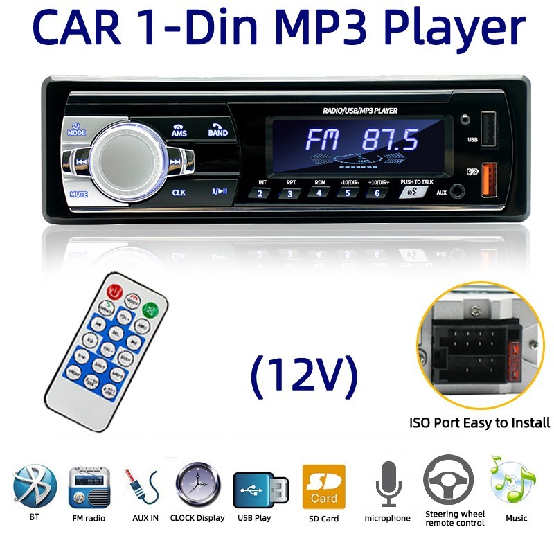 Single Din Dual USB SD FM Radio 60W x 4 Car Stereo Bluetooth MP3 Player