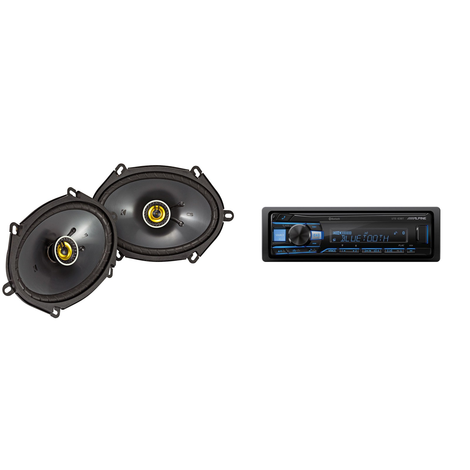 Alpine UTE-63BT Bluetooth Receiver & Kicker CSC 5×7″ / 6×8″ Speakers
