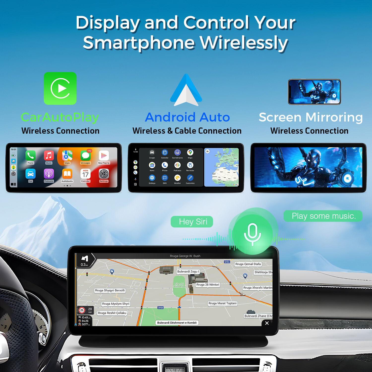12.3″ Android 14 8-Core Car Play Stereo GPS 4G WiFi For Benz W218 C218 2014-2017