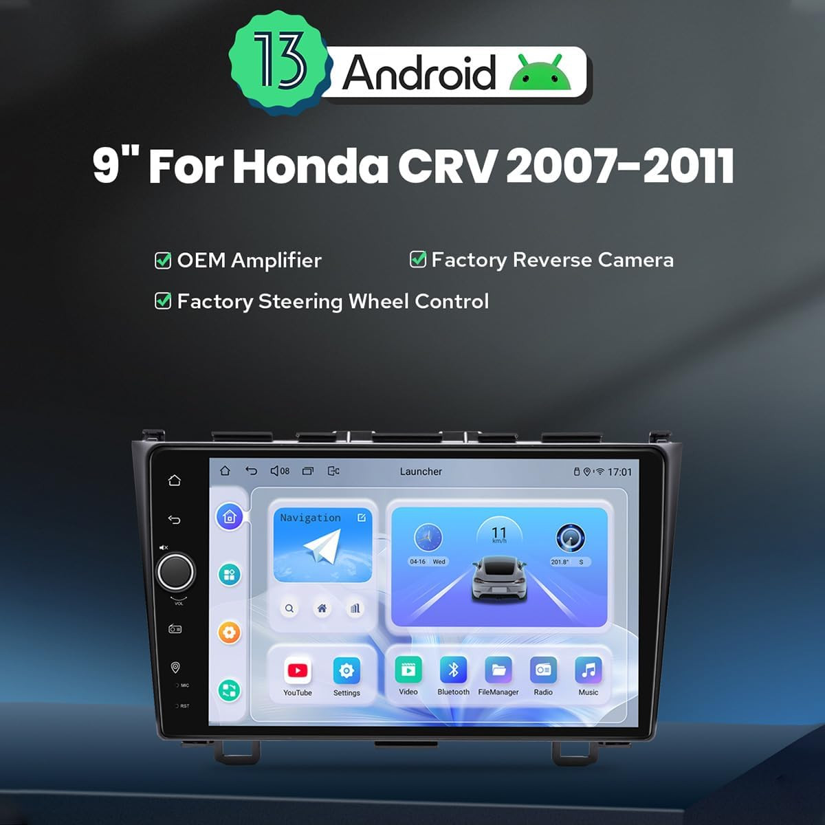 Car Radio for Honda CRV 2007-2011 Android 13 Car Stereo 9 Inch Touch Screen Head